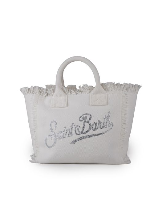 Borsa Colette Small in tela di cotone con strass Bianco Mc2 Saint Barth | COLETTE ACC. CANVAS SMALL01542H 01 STRASS